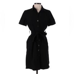 Banana Republic Black Cotton Button Down Tie Waist Shirt Dress - Size 2